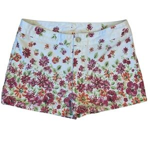 Vintage 90s BONGO Women's White Floral Denim Shorts by Gene Montesano